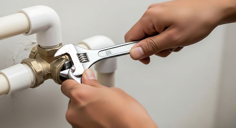 Plumber using a wrench